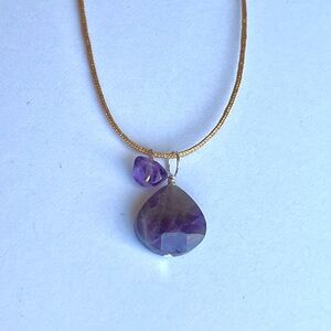 Amethyst Teardrop Necklace with Sterling Silver